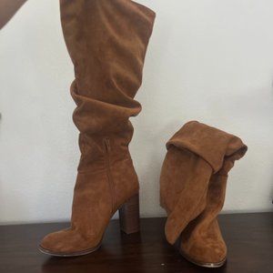 Forever 21 Camel Suede Knee High Boots